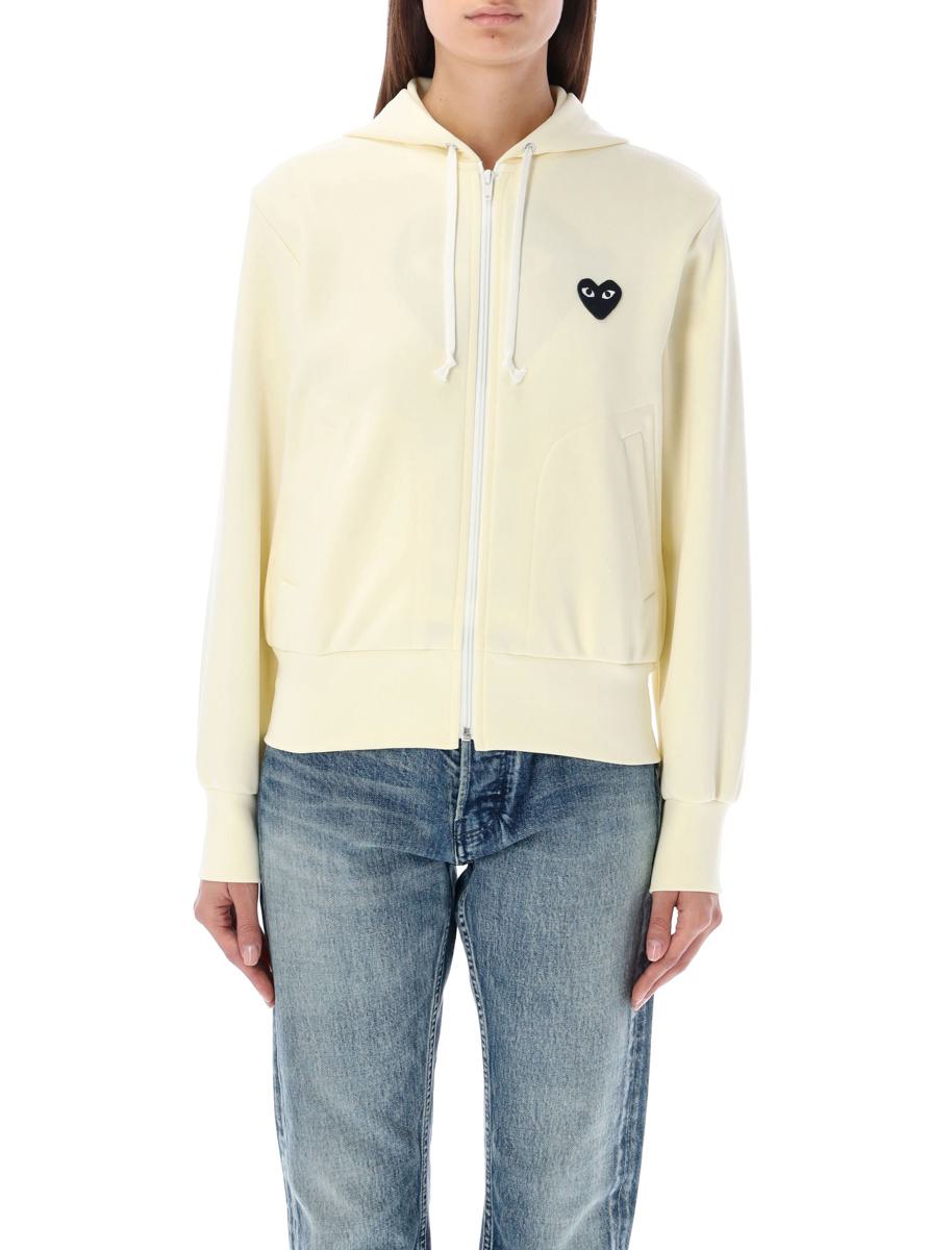 Comme Des Garçons Play Svart Hjärtformad Huvtröja med Dragkedja