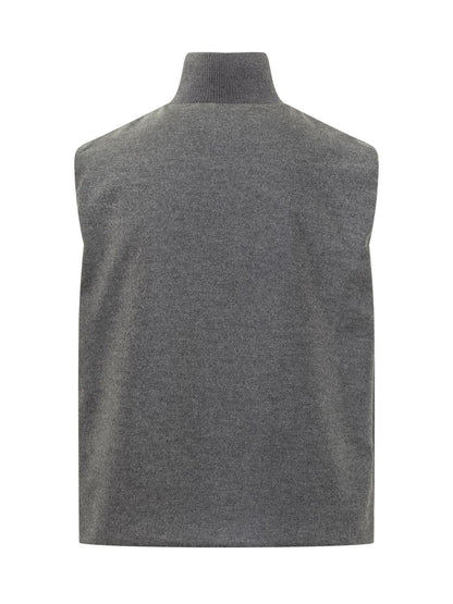 Jil Sander Gil Grå Ylleväst Med Dragkedja Jil Sander