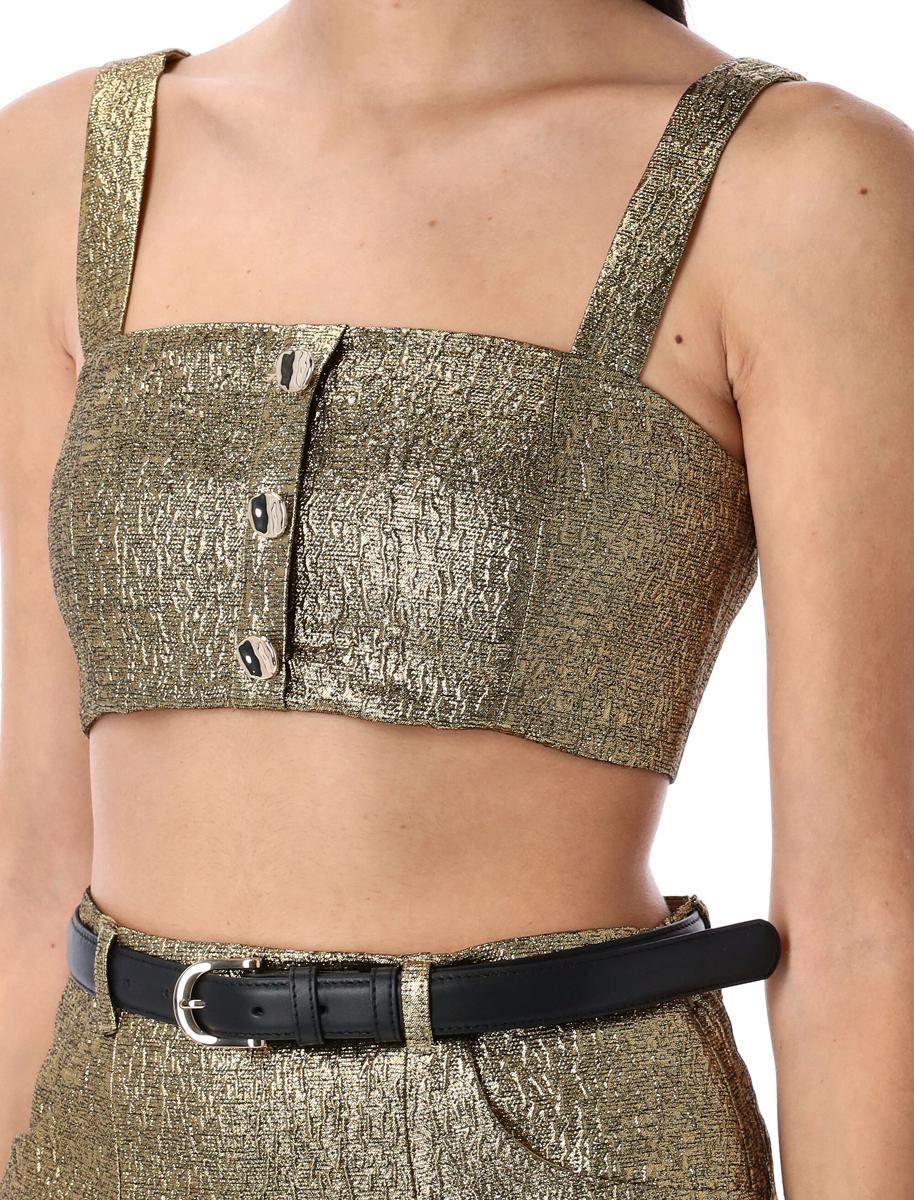 Självporträtt Metallisk Jacquard Crop Top