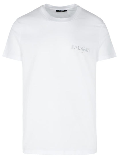 Balmain Vit Bomulls-T-shirt
