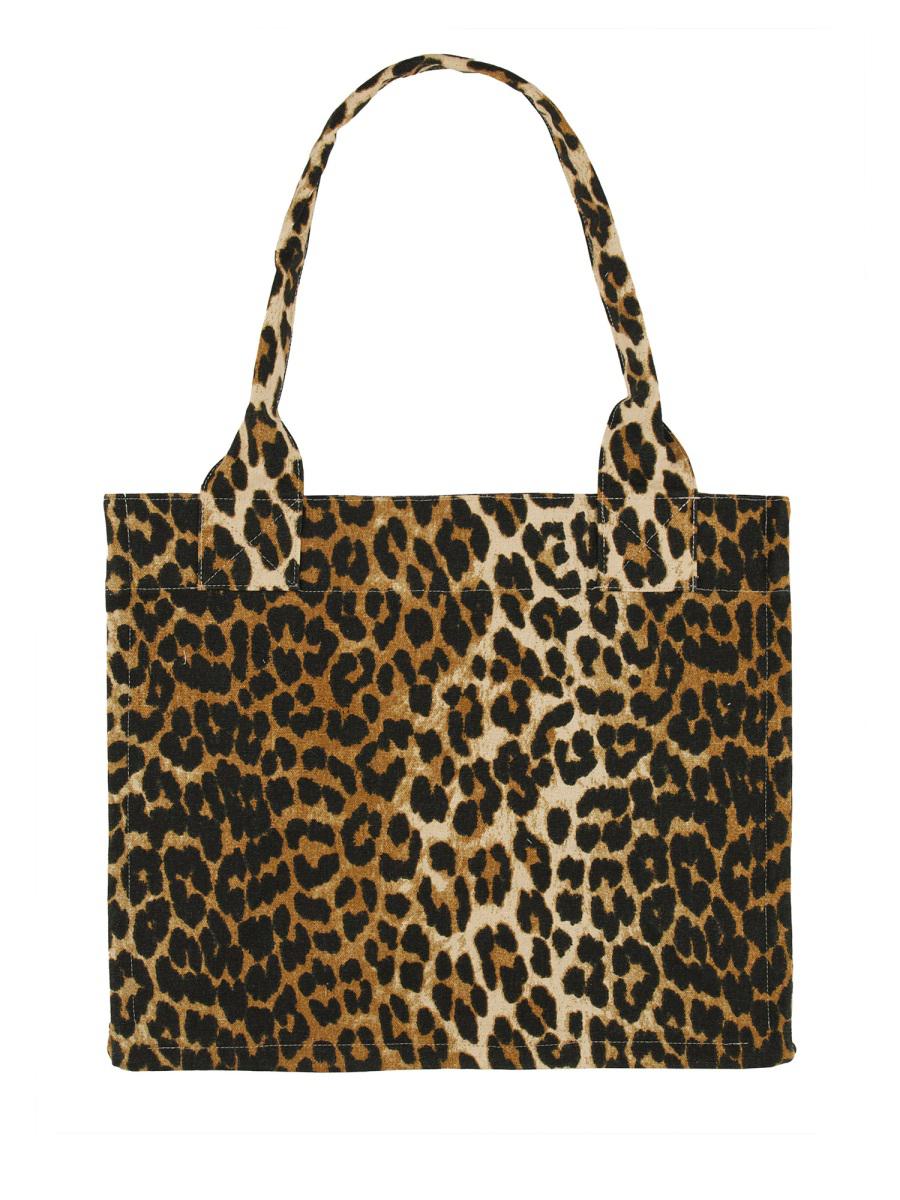 Ganni Leopardmönstrad Tote Bag