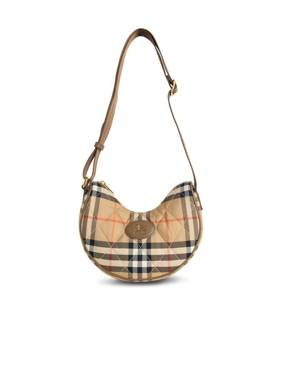 Burberry 'Horseshoe' axelväska i sandfärgad polyamid