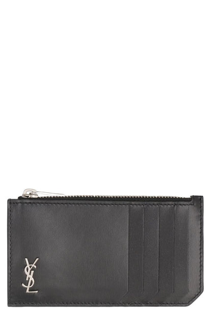 Saint Laurent korthållare i slät läder