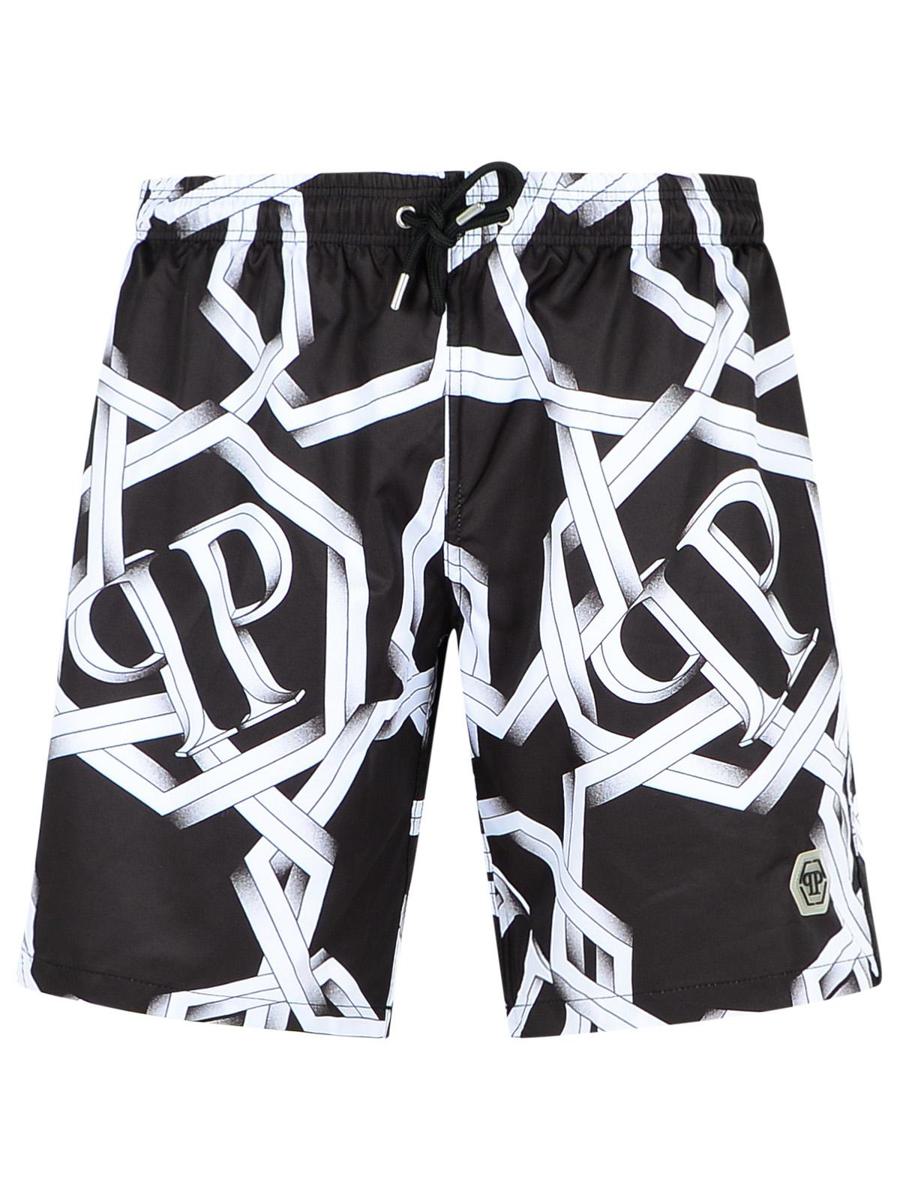 Philipp Plein svart polyesterbaddräkt