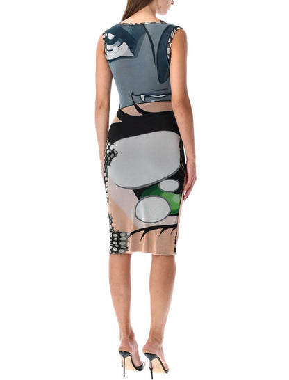 Ottolinger Julien Ceccaldi Tryckt Bodycon Midi-klänning