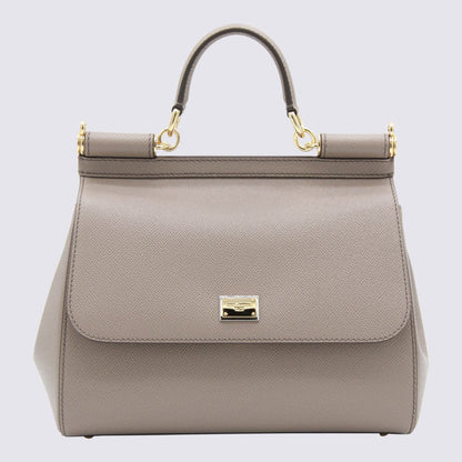 Dolce &amp; Gabbana Grå Läderväska med Stort Handtag från Sicily