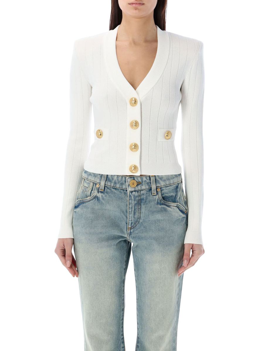 Balmain Stickad Kofta Med Guldknappar