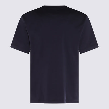 Eleventy Marinblå T-shirt i bomullsblandning