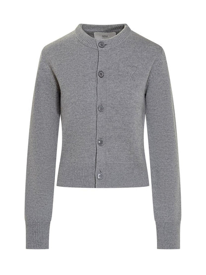 AMI Paris Ami Paris Grå Cardigan Med Logotyp
