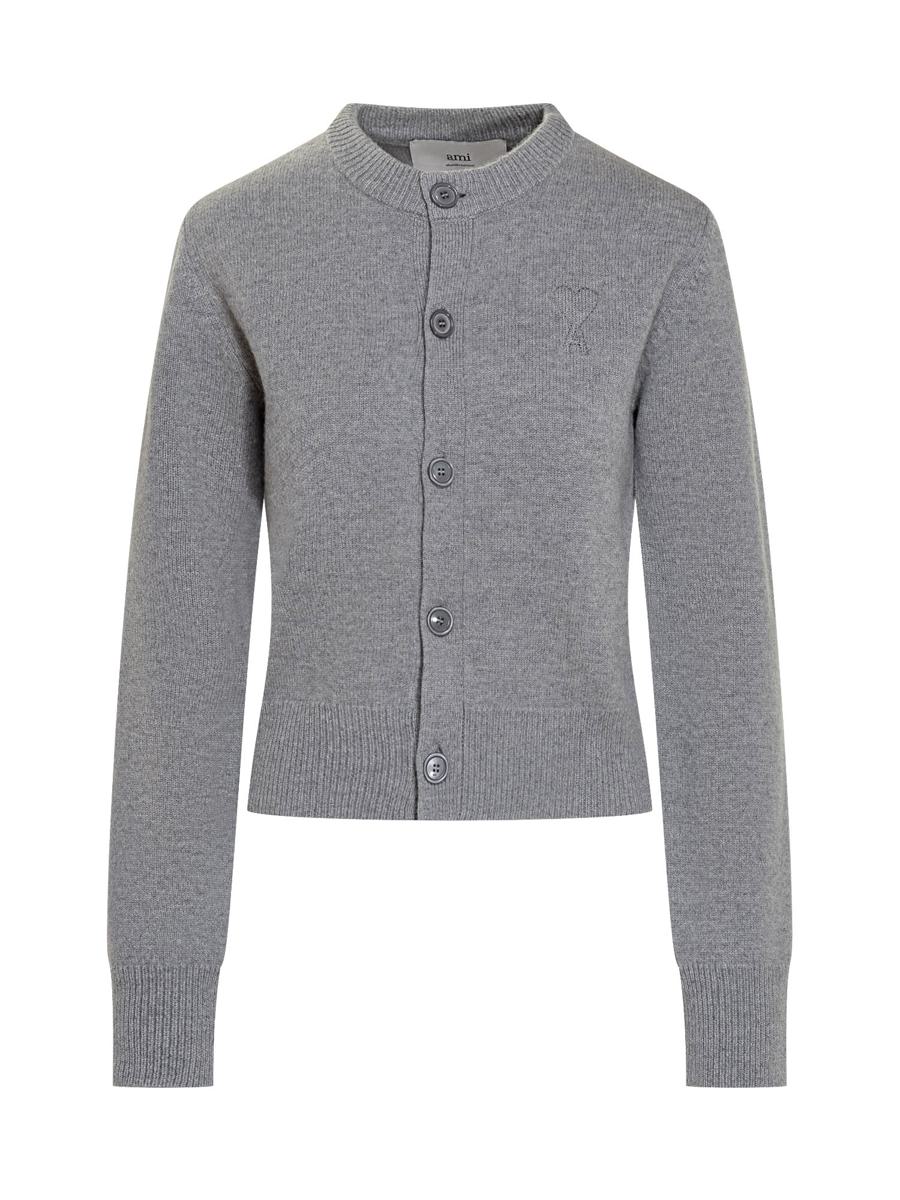 AMI Paris Ami Paris Grå Cardigan Med Logotyp