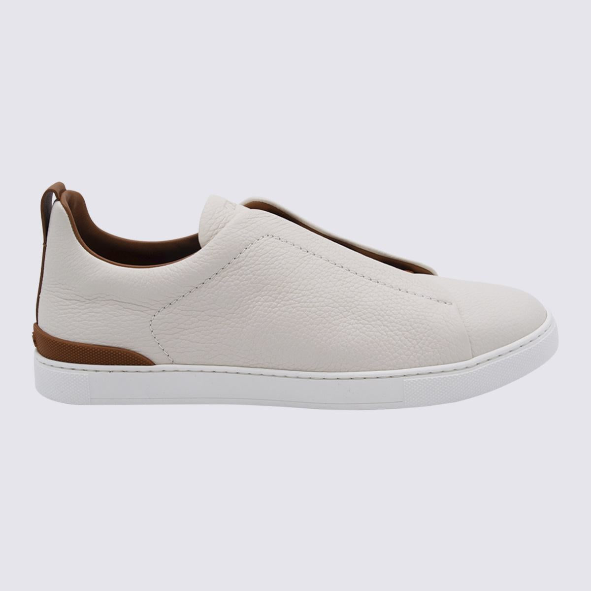 Zegna beige lädersneakers