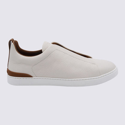 Zegna beige lädersneakers