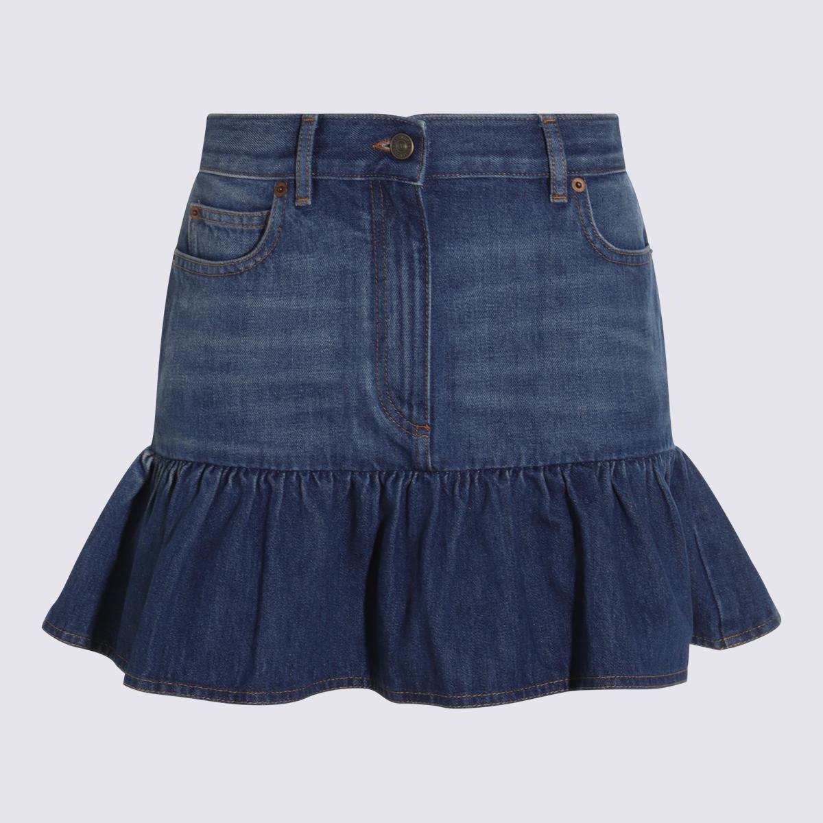Valentino Garavani Blå Denim Bomullskjol
