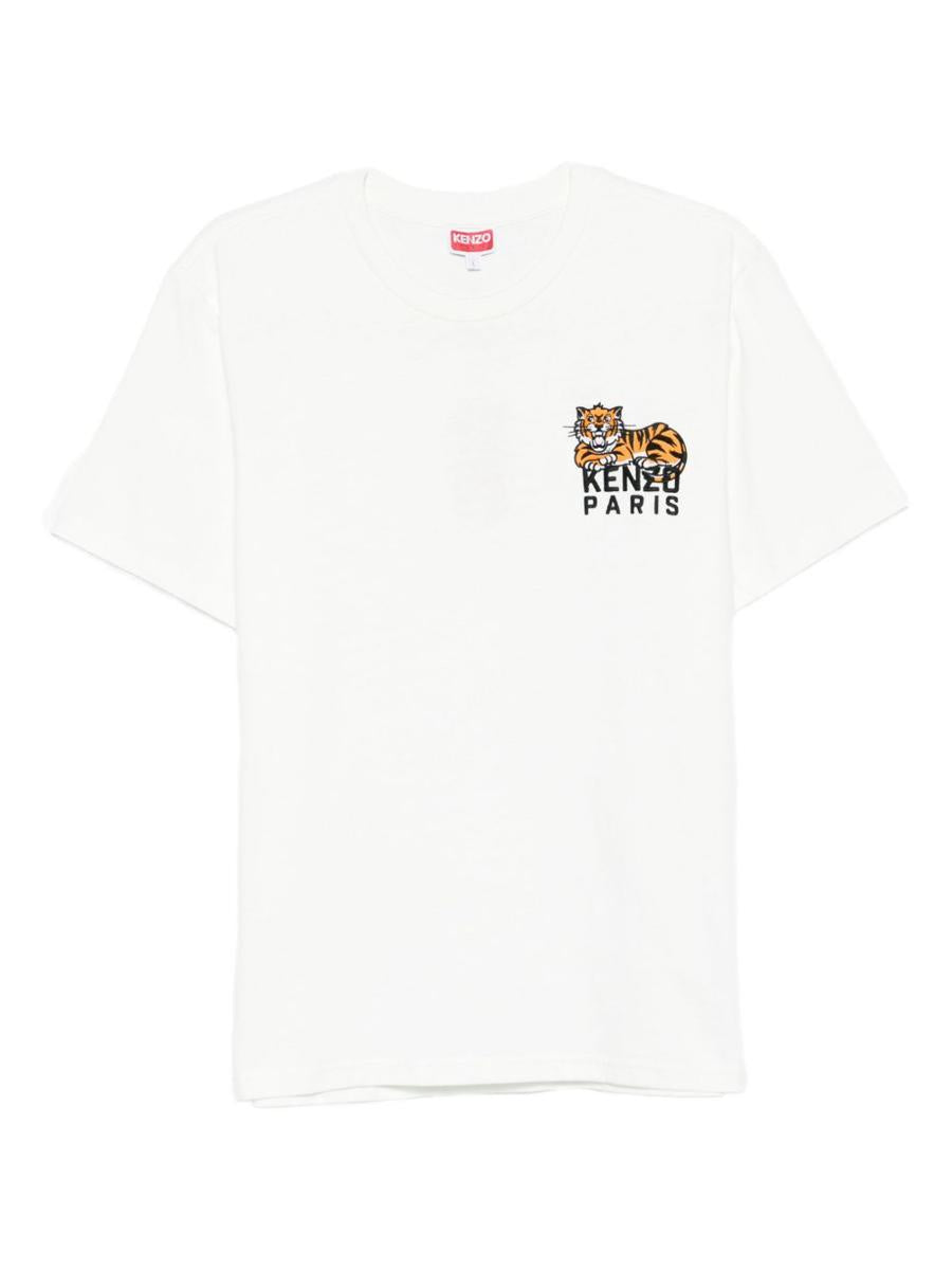 Kenzo svart bomulls-T-shirt med broderad tigerlogotyp