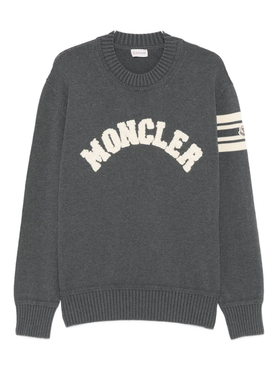 Moncler Grå Bomullströja Med Logotypbroderi