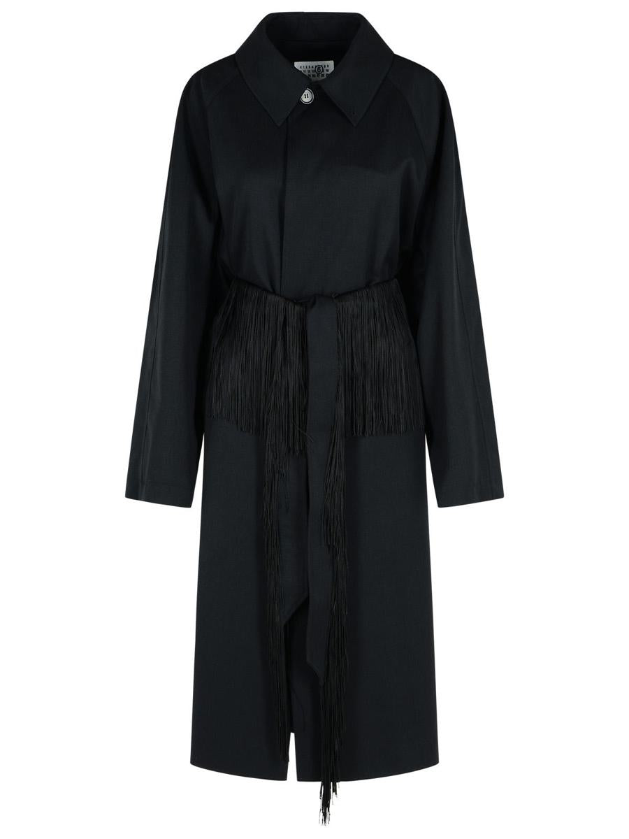MM6 Maison Margiela svart trenchcoat i ull från jungfruolja