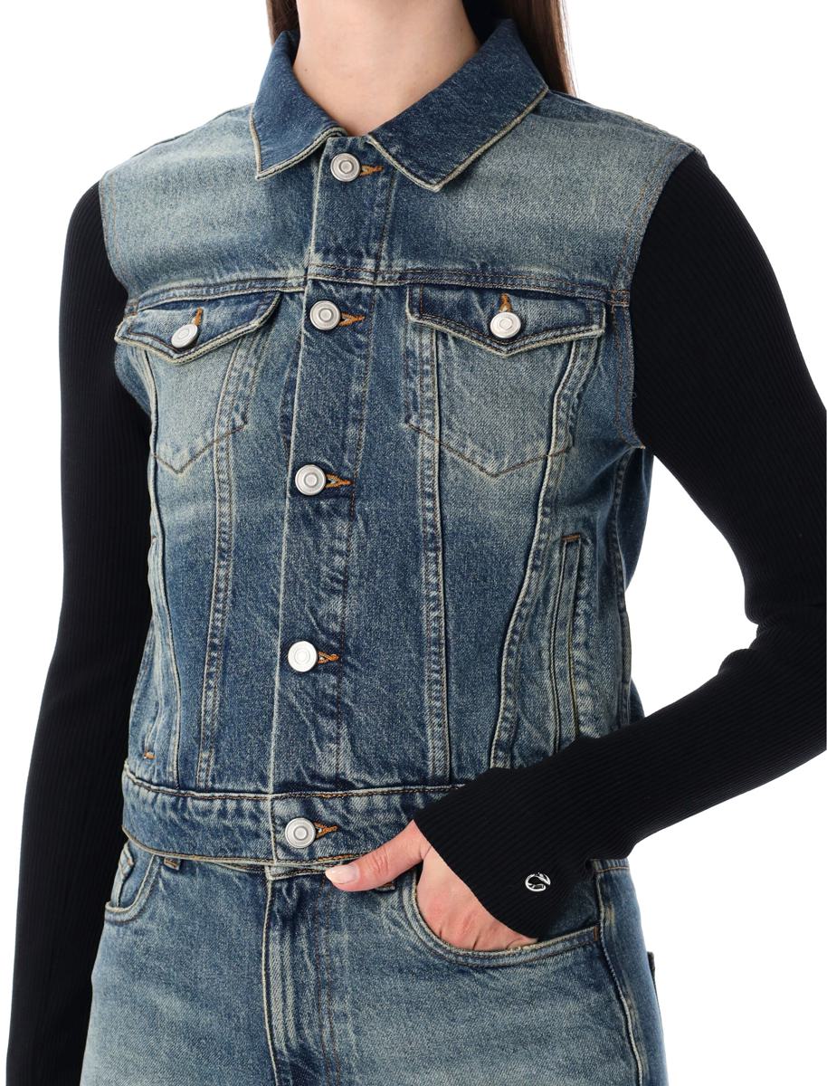 Coperni Hybrid Rib Knit And Denim Trompe-L'Œil Jacka