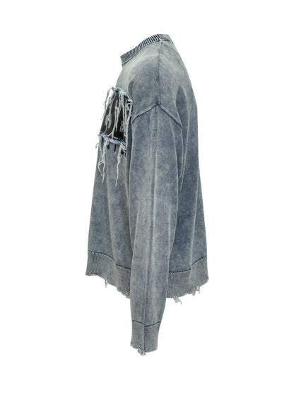 Diesel Diesel Denimtröja med sliten logotyp Herr