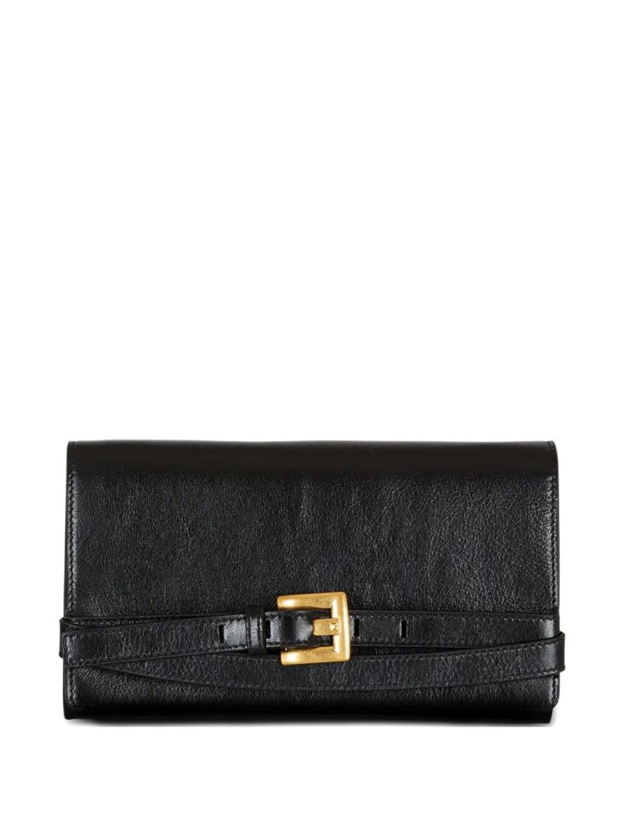 Balmain "Shuffle" Plånbok Med Kedja, Skrynklade Läderaccessoarer