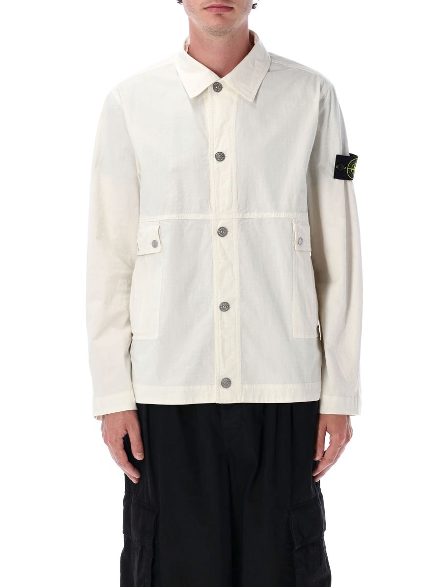 Stone Island Militärskyddad Stretchig Ripstop-Tc Överskjorta