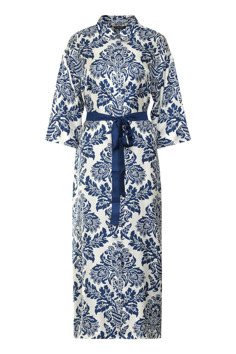 Max Mara Camelia-mönstrad sidenskjortklänning