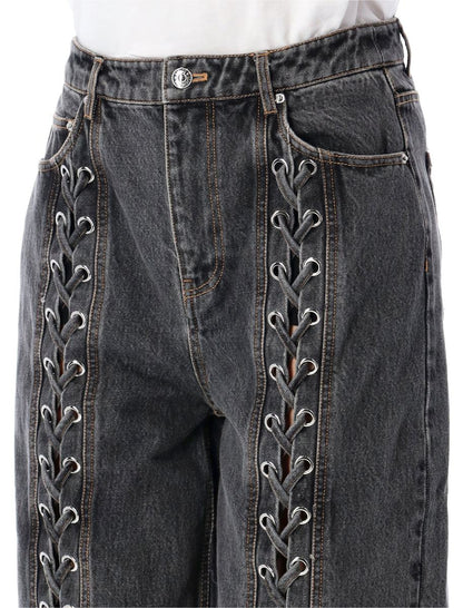 Rotate Birger Christensen Denim Snörade Benbyxor