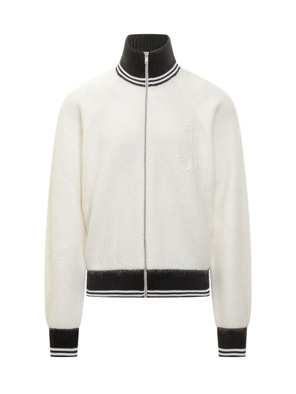 Jil Sander Jil Sander tvåfärgad stickad jacka med dragkedja
