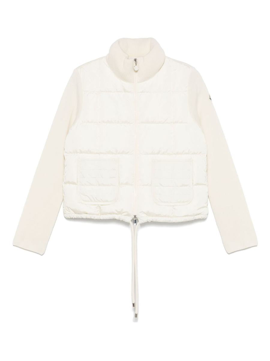 Moncler Vit Vadderad Kofta Med Merinoullärmar