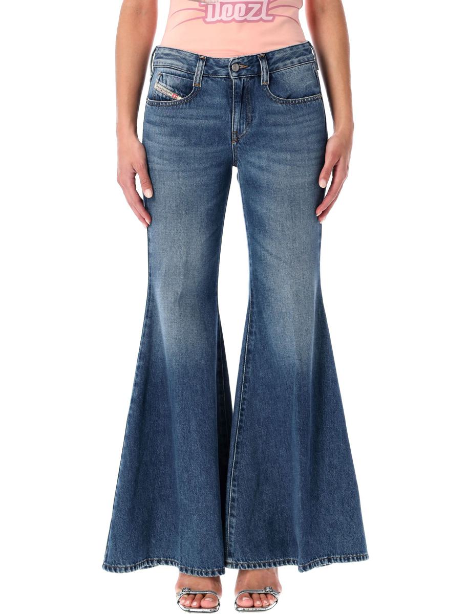Diesel Blå Lågmidjade Utsvängda Jeans 1970 D-Bleess
