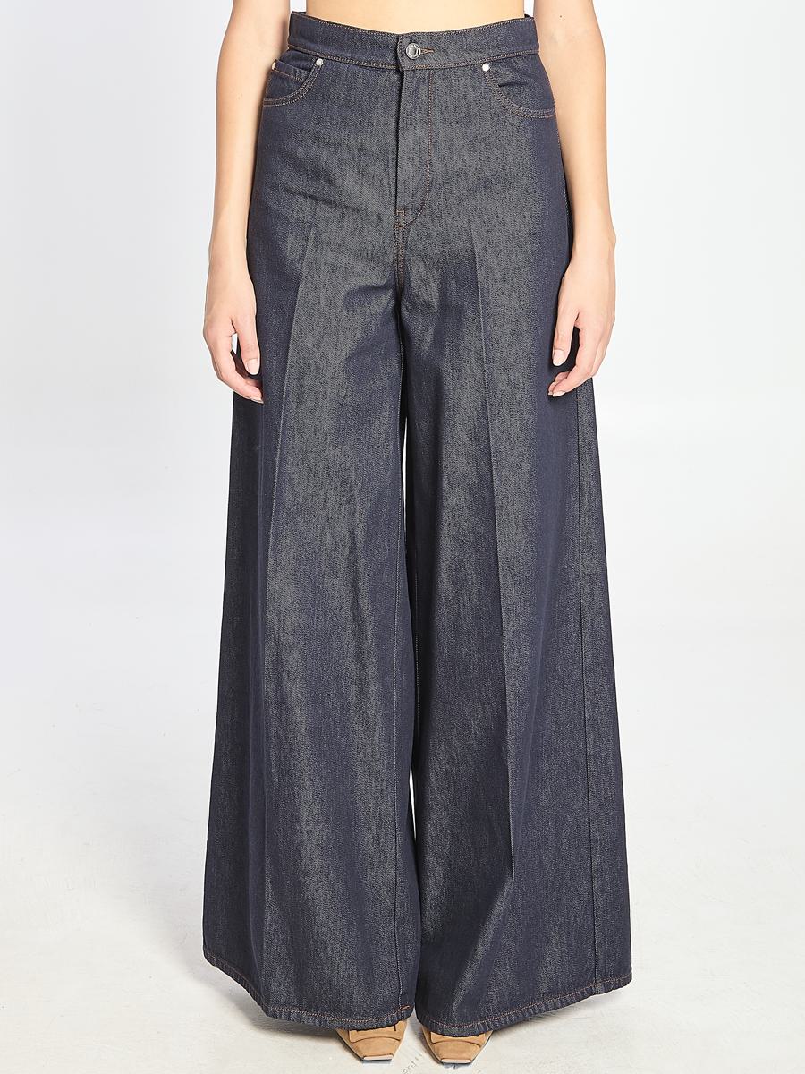 Jeans med vida ben i denim