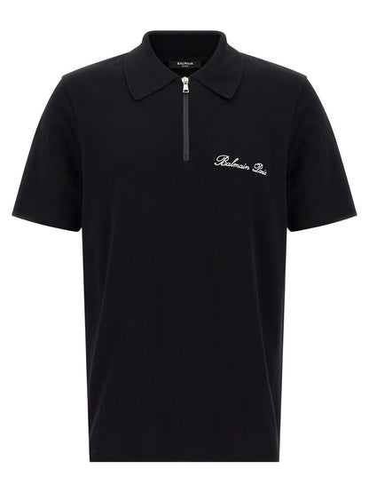 Balmain-pikétröja med broderi och logotyp