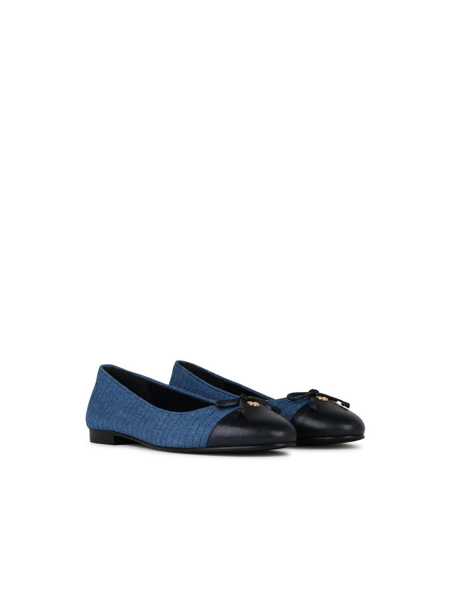 Tory Burch 'Matelassé' ballerinaskor i blå denimblandning