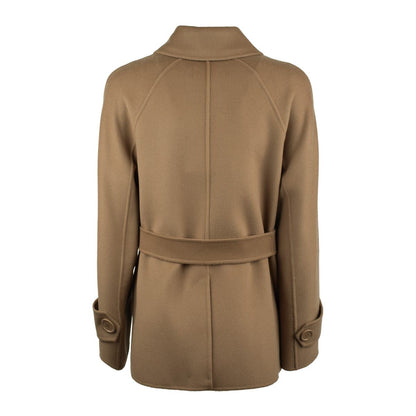 Max Mara kort kamelfärgad trenchcoat i dubbel ull