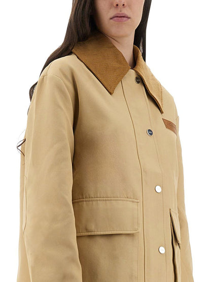 Ganni Camel Twill Midijacka