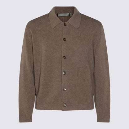 Canali Beige Ull Stickade Tröjor