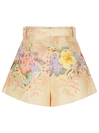 Zimmermann 'Illuminate' Elfenbensvita Shorts i Sidenblandning