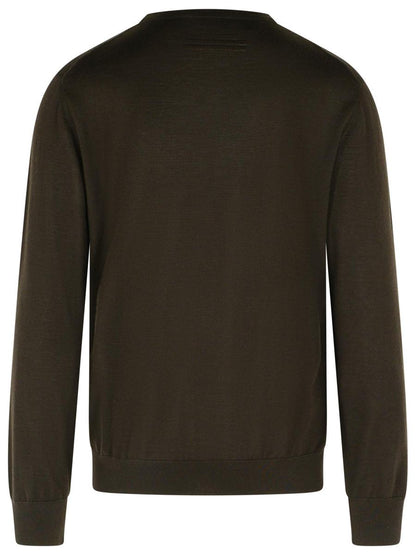Zegna brun tröja i kashmirblandning