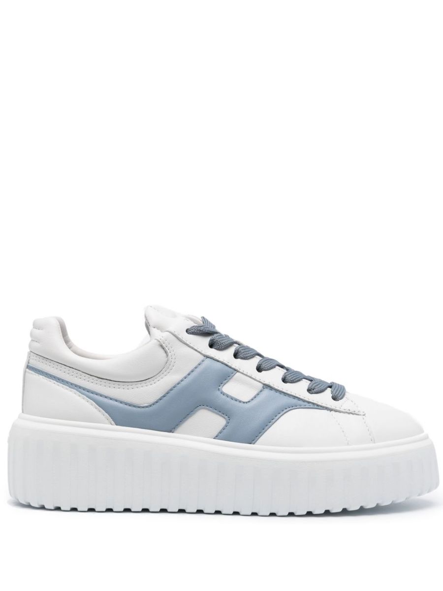 Hogan Vita Och Ceruleanblå Sneakers i Kalvskinn
