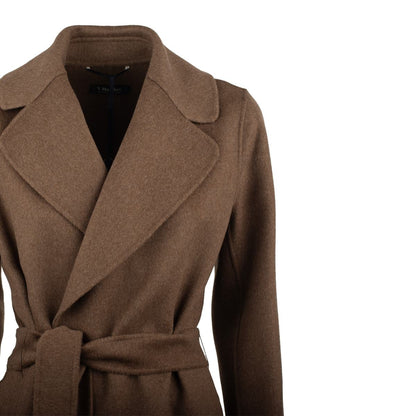 Max Mara Brun Ullkappa med Drapering