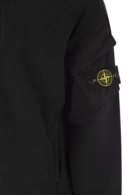 Stone Island Hoodie med dragkedja och ärmfickor