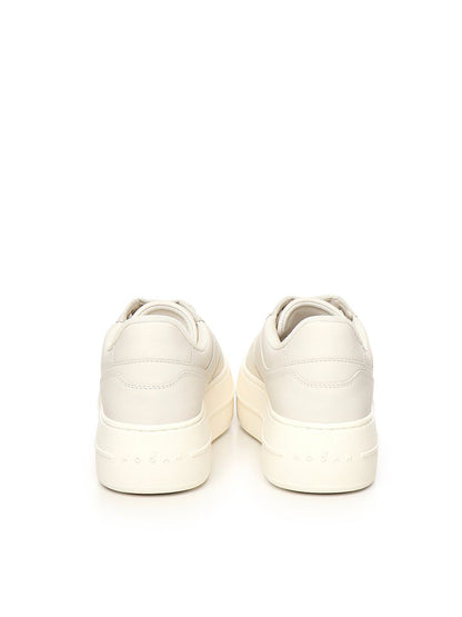 Hogan ljusbeige kalvskinnssneakers