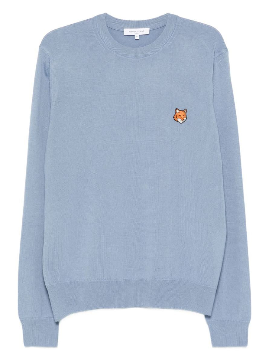 Maison Kitsuné Rävhuvudtröja i ull med rund halsringning