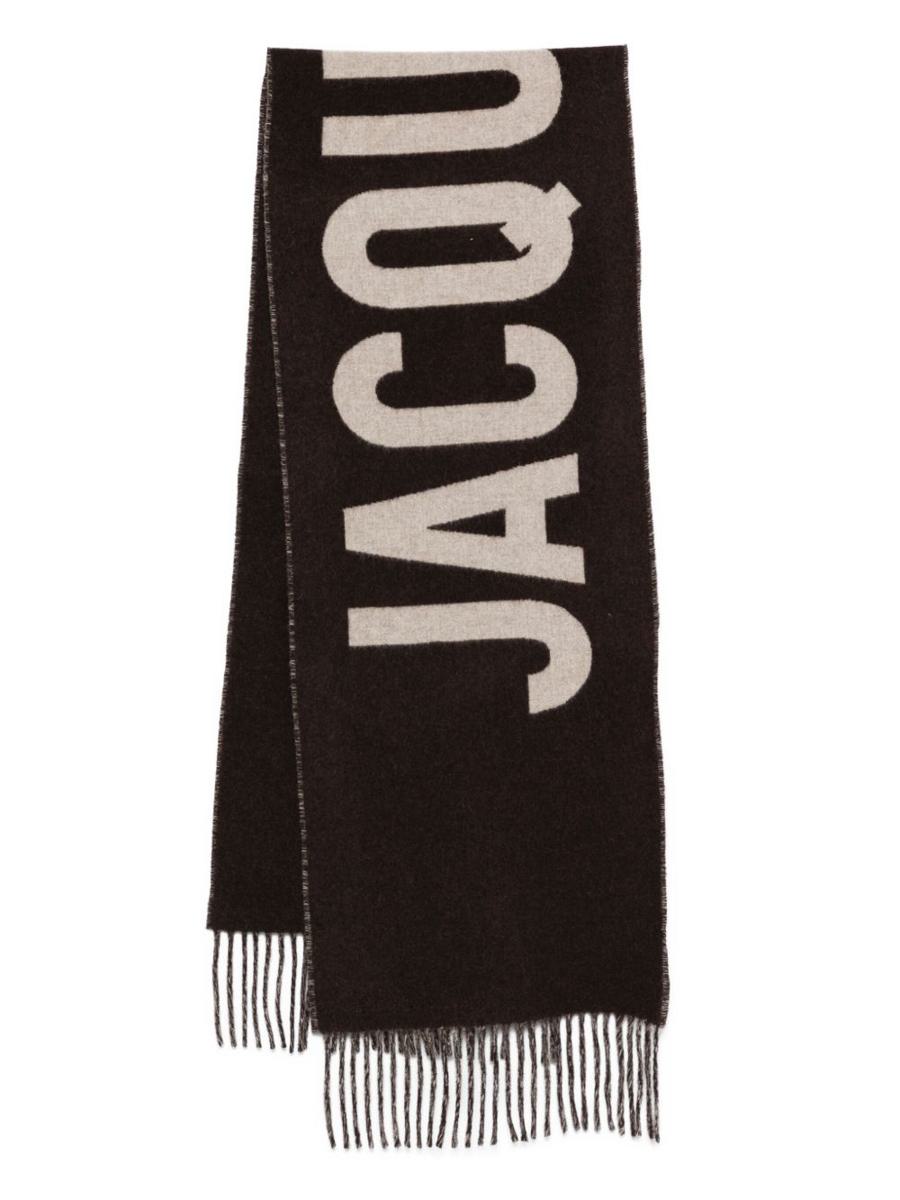Jacquemus halsduk med fransar och logotyp