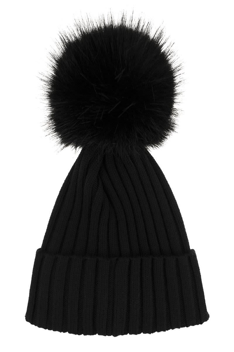Moncler ullmössa med syntetisk pompom