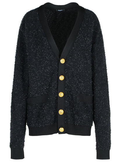 Balmain svart kofta i bomullsblandning