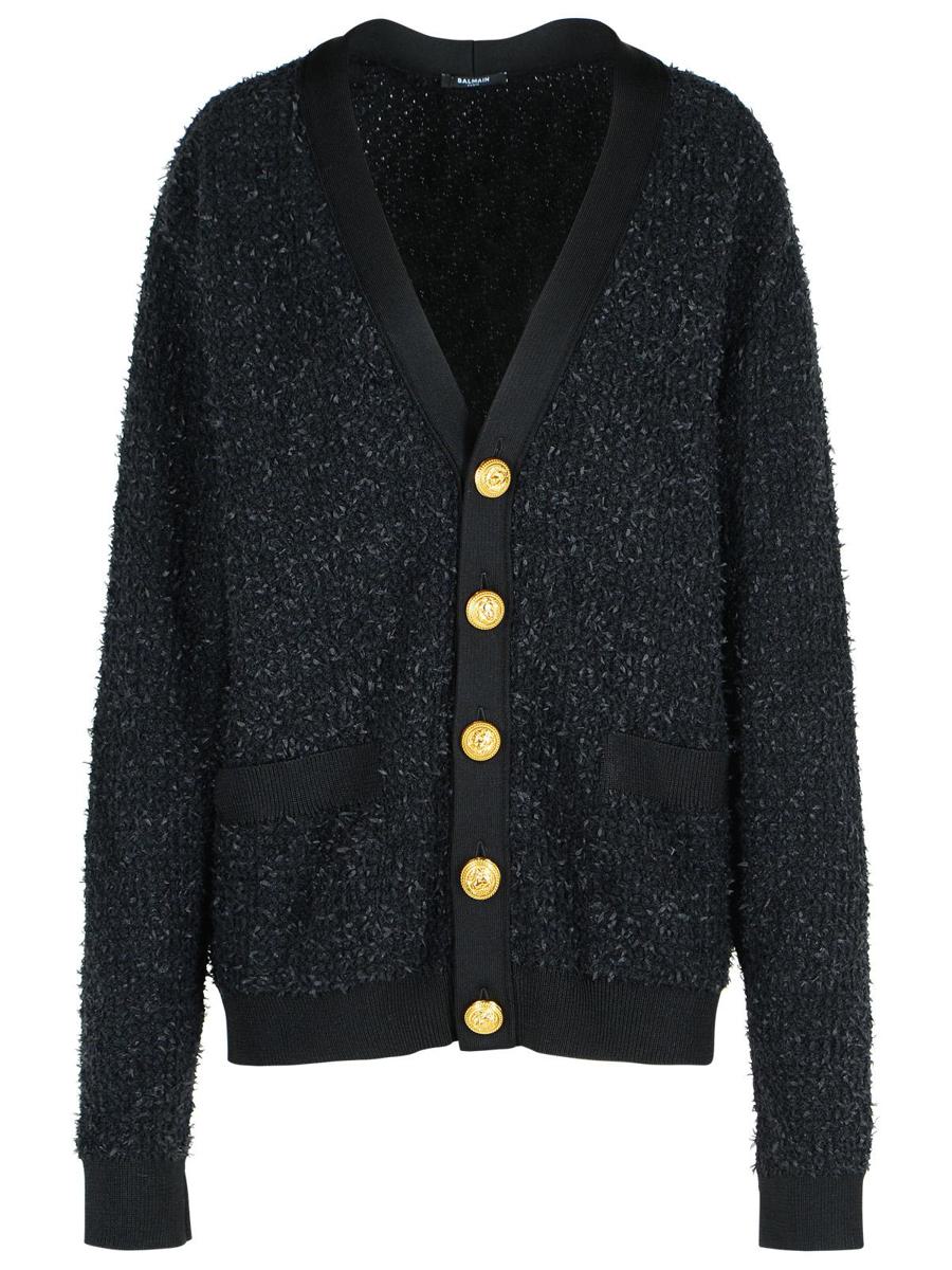 Balmain svart kofta i bomullsblandning