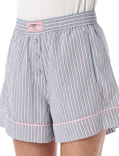 Ganni Candy-randiga elastiska shorts