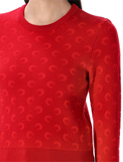 Marinblå Serre Moon Jacquard Stickad Tröja
