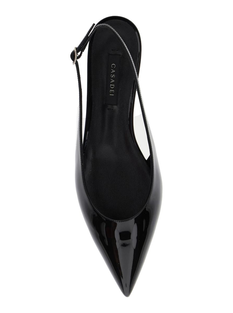 'Miniblade Tiffany' Svarta Slingback-balettskor i lackskinn för kvinnor