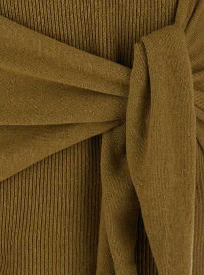 Abito Corto Misto Cashmere Con Nodo